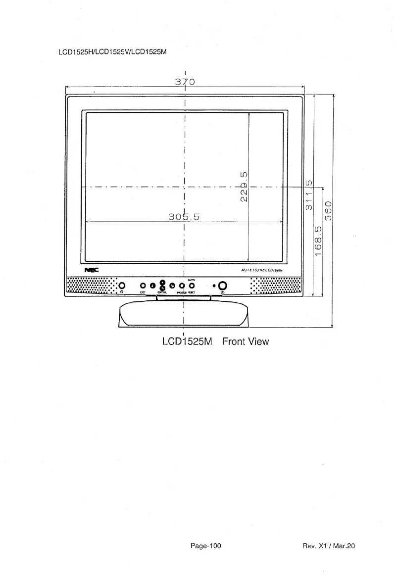 Página 1 del manual Dibujo técnico NEC MultiSync LCD1525MBK