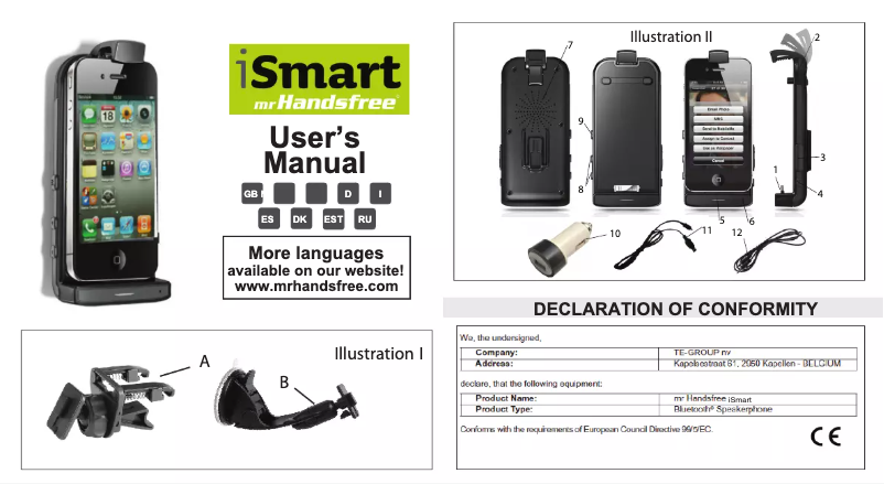 Page 1 de la notice Manuel utilisateur Mr. Handsfree iSmart