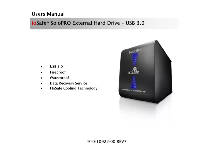 Página 1 del manual Manual de usuario ioSafe SoloPRO