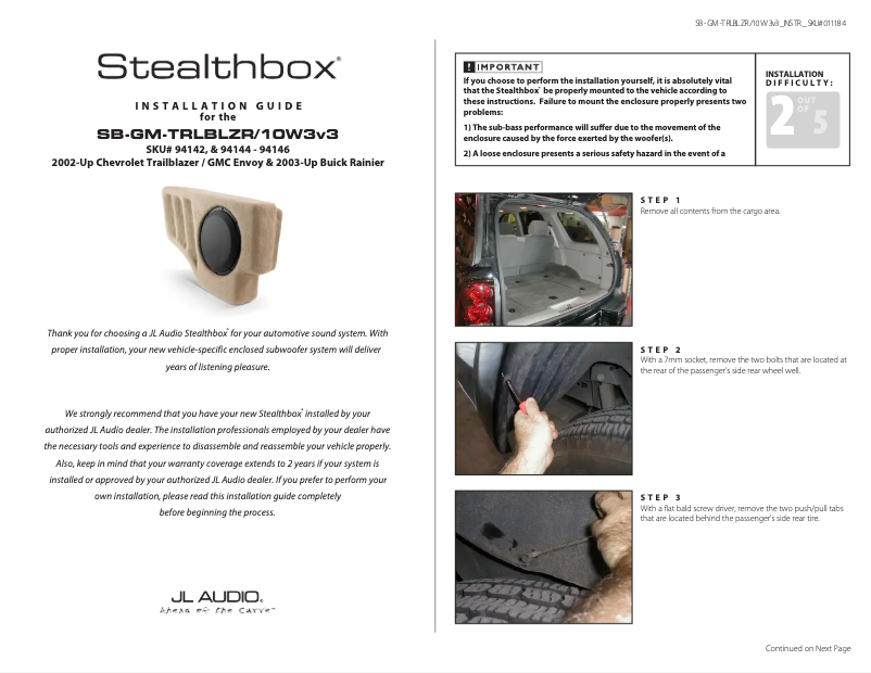 Image de la première page du manuel de l'appareil Stealthbox SB-GM-TRLBLZR/10W3v3/TP