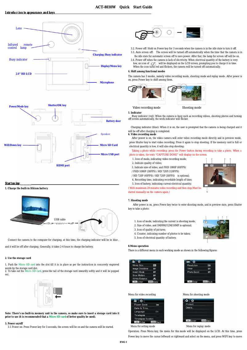 Image de la première page du manuel de l'appareil ACT-8030W