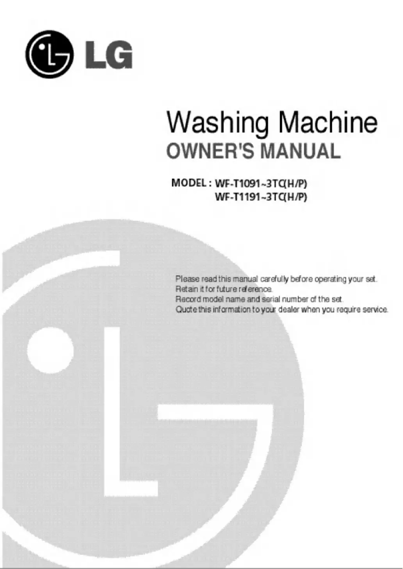 Page n°1 - Manuel utilisateur LG WF-T1093TPX