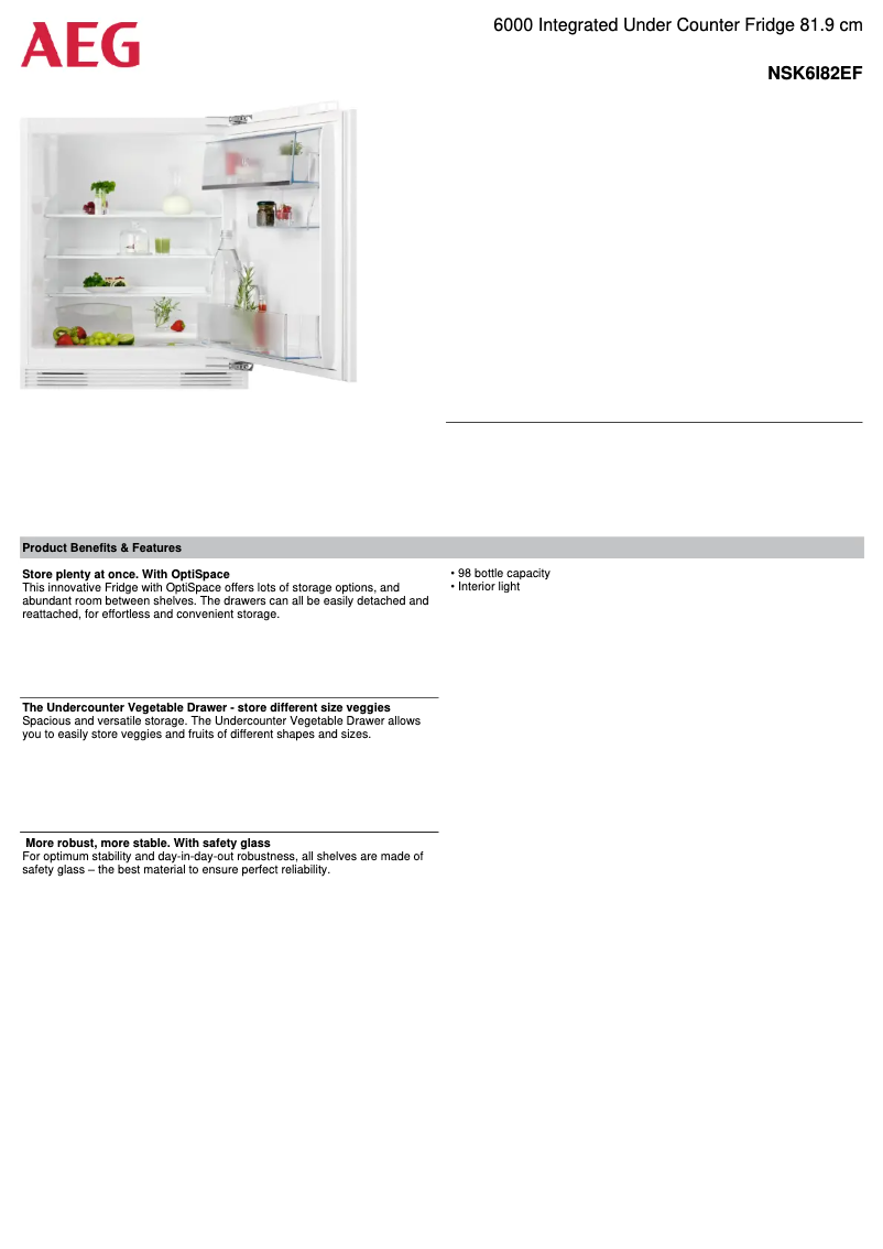 Page n°1 - Fiche technique AEG NSK6I82EF