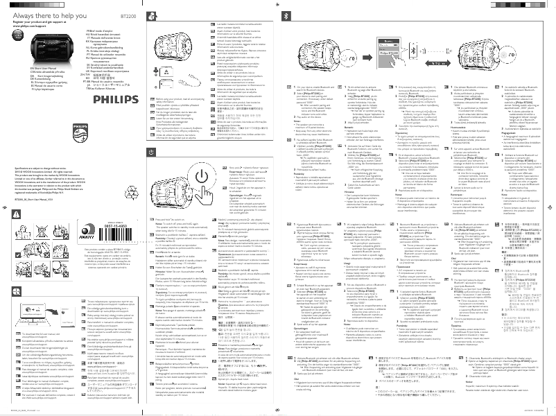 Page 1 de la notice Guide de démarrage rapide Philips BT2200A