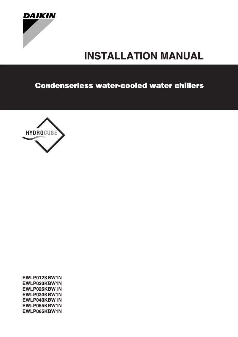 Page 1 de la notice Guide d'installation Daikin EWLP030KBW1N