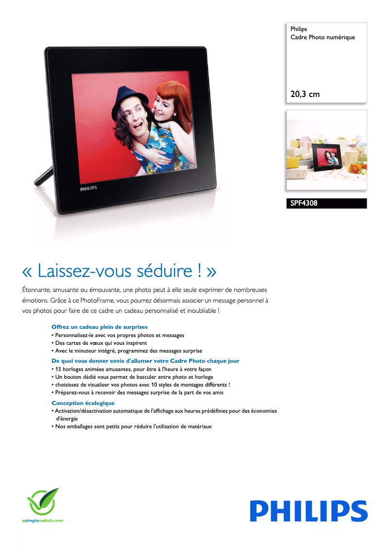 Imagen de la primera página del manual del dispositivo SPF4308