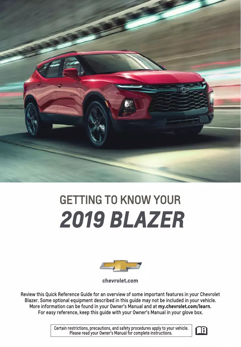 Page 1 de la notice Guide de démarrage rapide Chevrolet Blazer (2019)