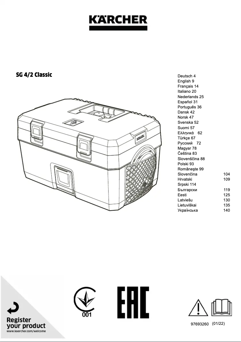 Page n°1 - Manuel utilisateur Kärcher SG 4/2 Classic