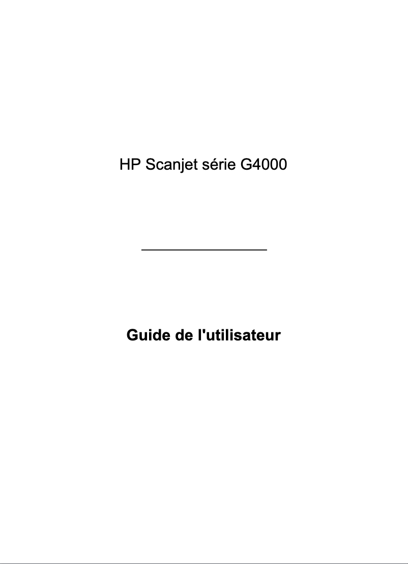 Page n°1 - Manuel utilisateur HP ScanJet G4050