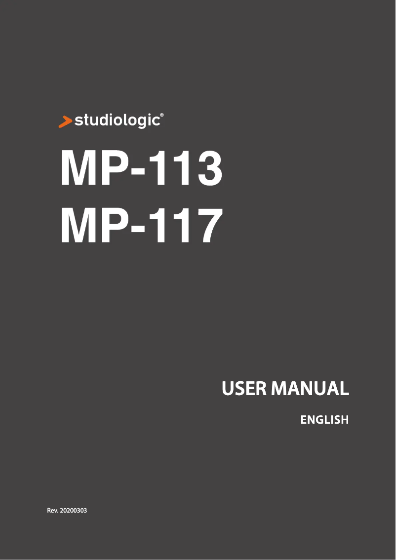 Page n°1 - Manuel utilisateur Studiologic MP-113