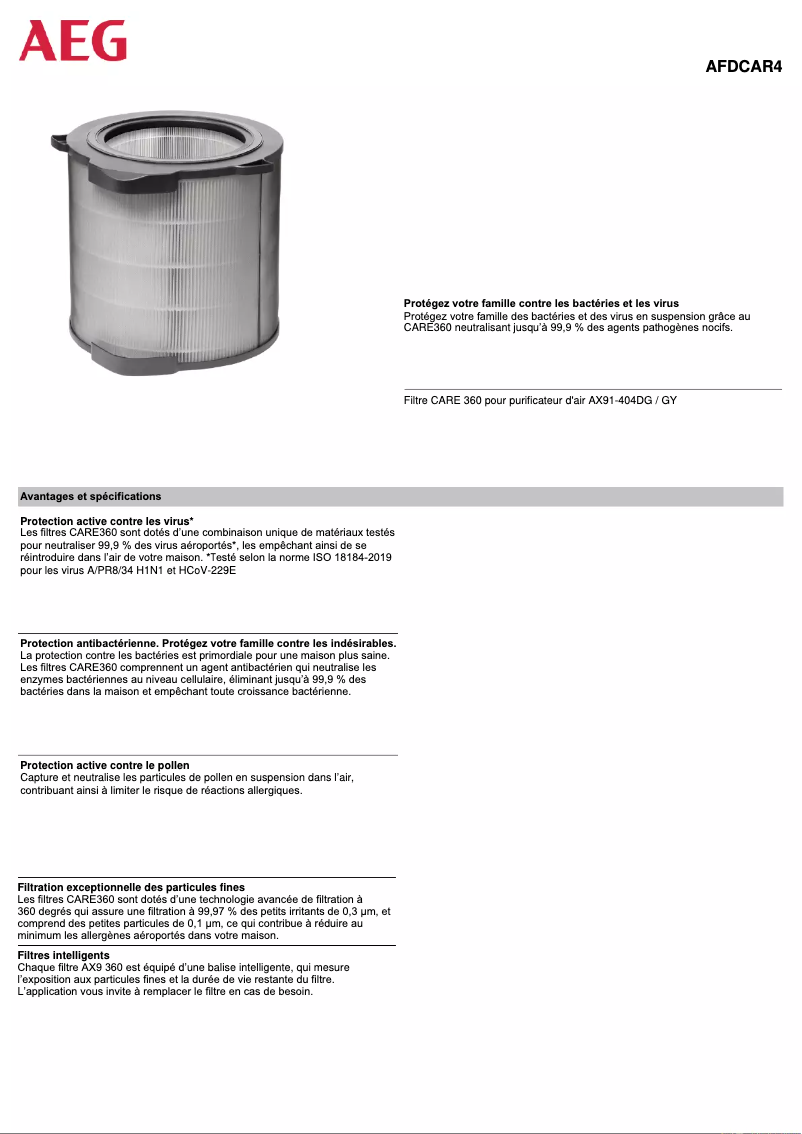 Imagen de la primera página del manual del dispositivo AFDCAR4