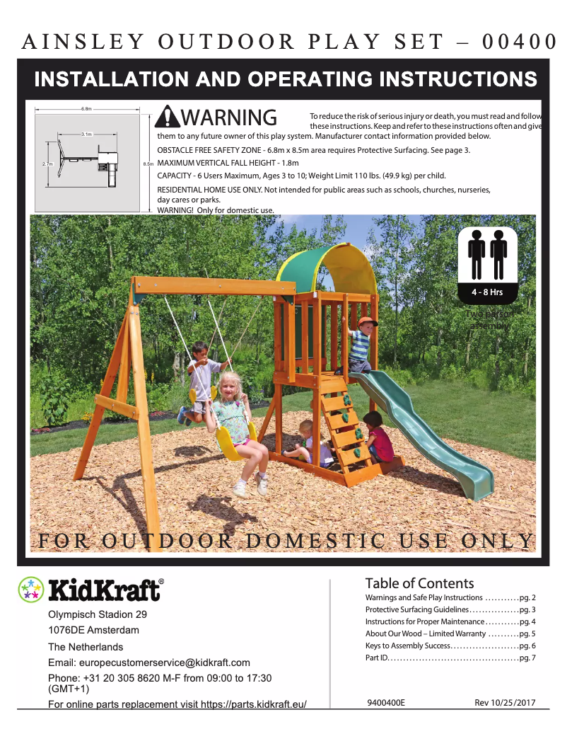 Page n°1 - Manuel utilisateur KidKraft Ainsley Outdoor Playset