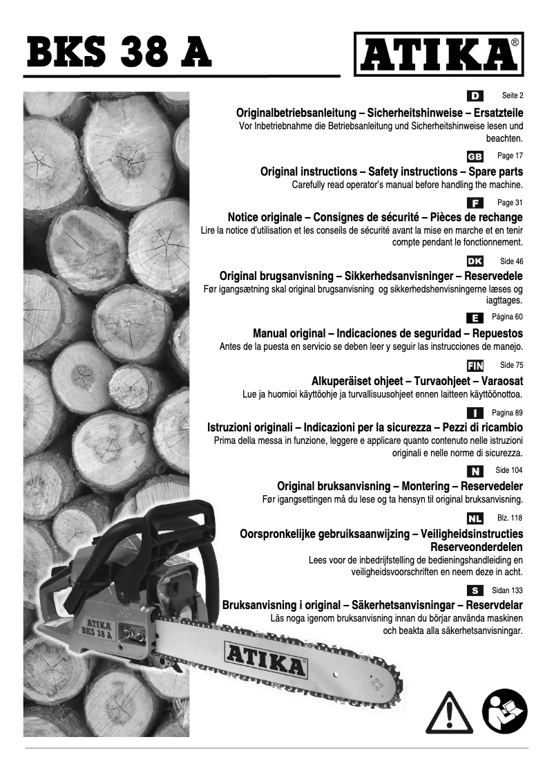 Page 1 de la notice Manuel utilisateur ATIKA BKS 38 A