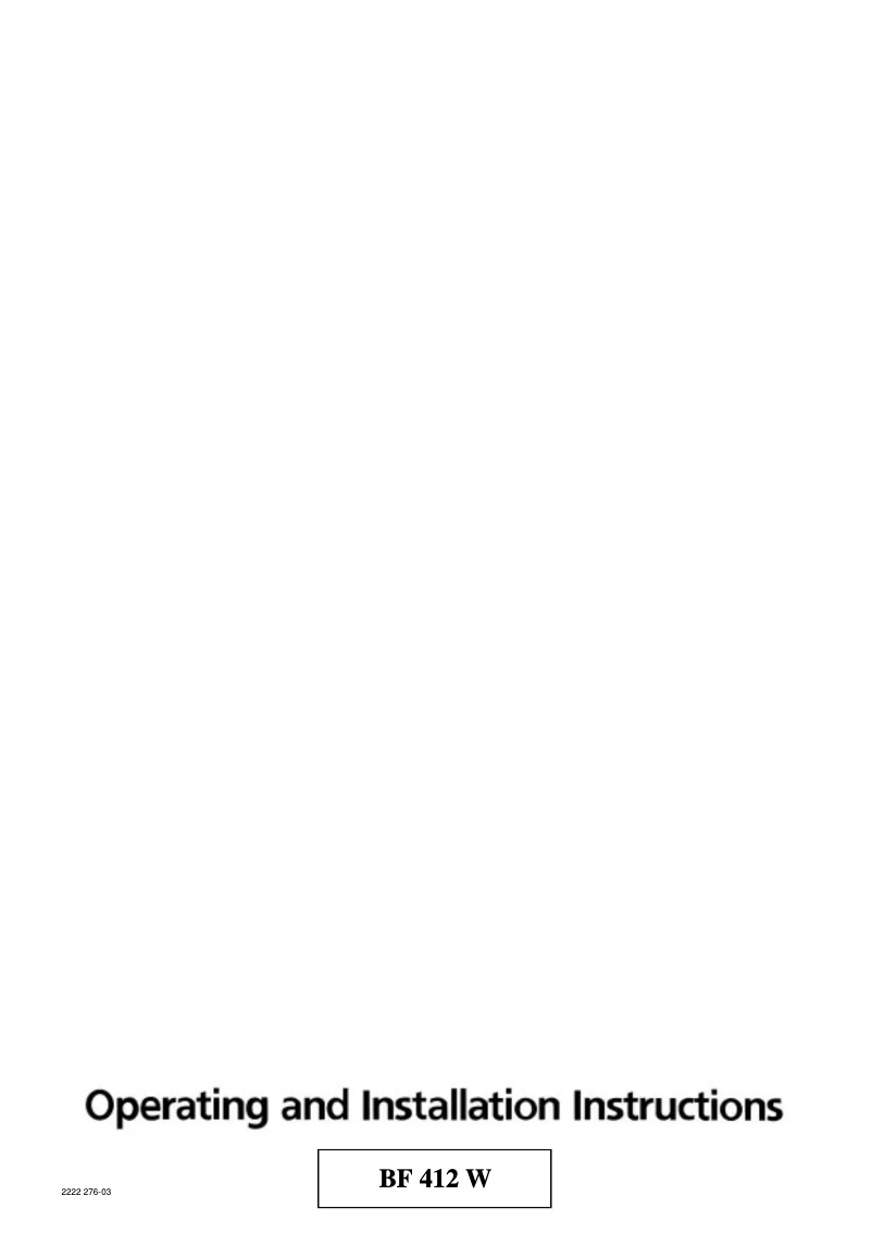 Page 1 de la notice Manuel utilisateur Tricity Bendix BF412W