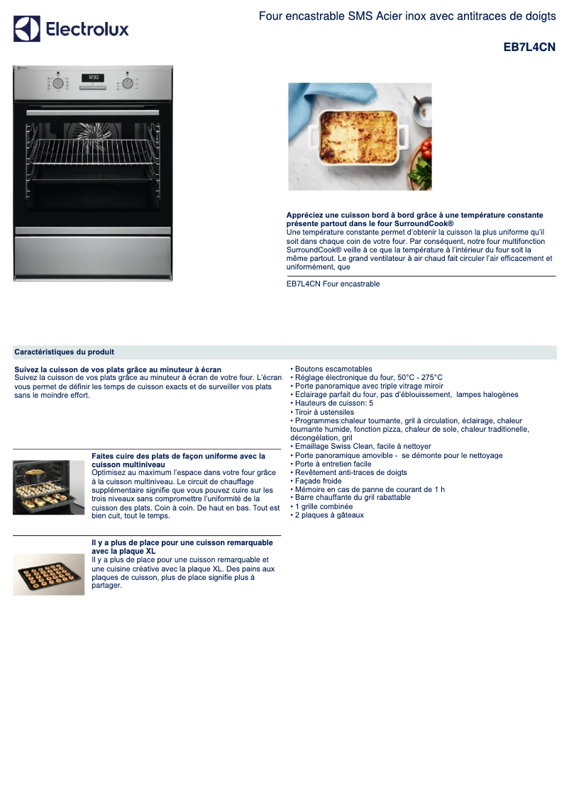 Page n°1 - Fiche technique Electrolux EB7L4CN