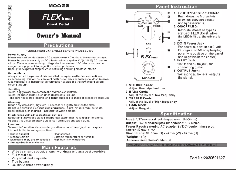 Image de la première page du manuel de l'appareil Flex Boost