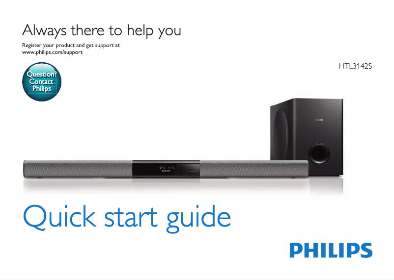 Page n°1 - Guide de démarrage rapide Philips HTL3142S