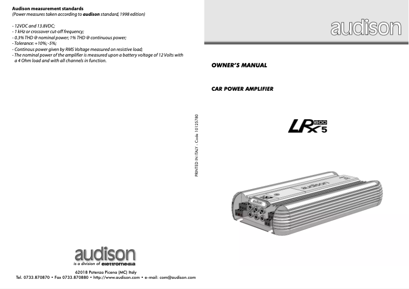 Page 1 de la notice Manuel utilisateur Audison LRX 5.600