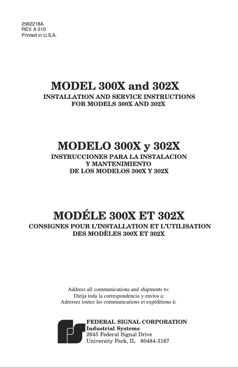 Page 1 de la notice Manuel utilisateur Federal Signal SelecTone 300X