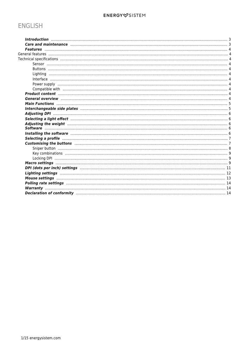 Página 1 del manual Manual de usuario Energy Sistem ESG M5