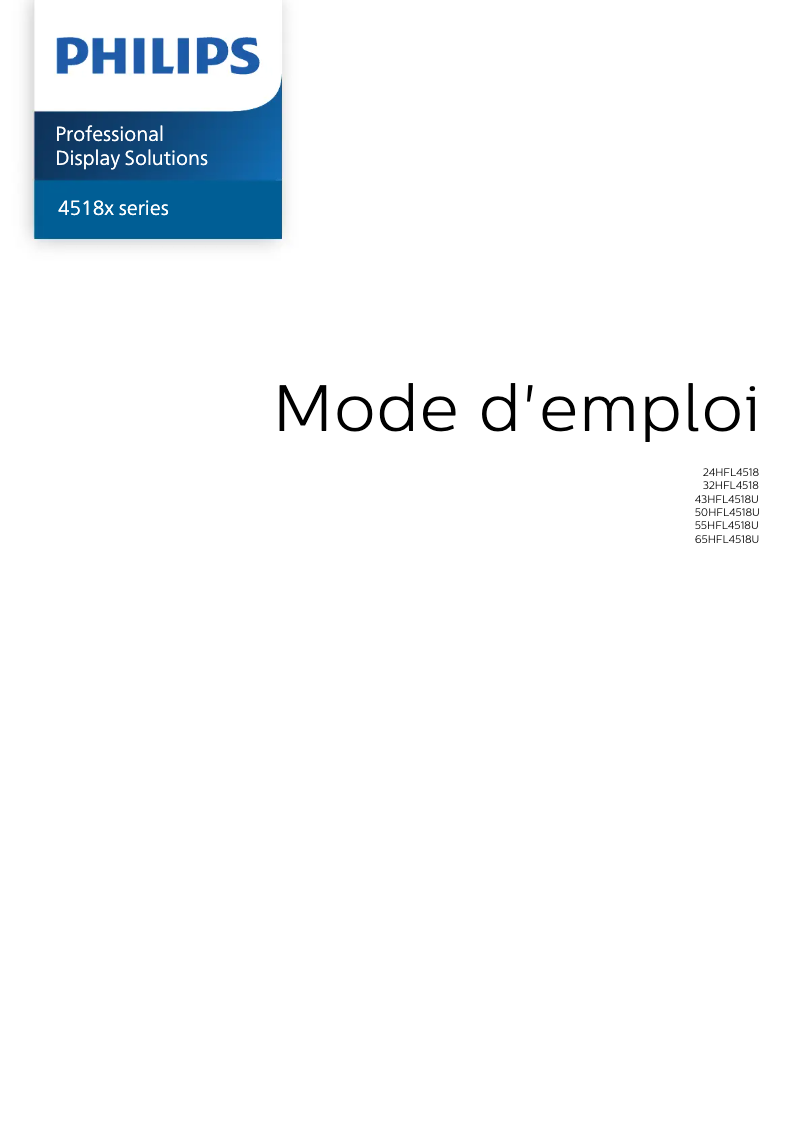 Page n°1 - Manuel utilisateur Philips 24HFL4518