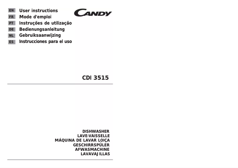 Page 1 de la notice Manuel utilisateur Candy CDI 3515/1-S