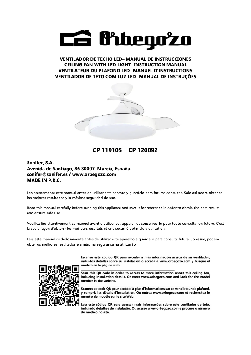 Image de la première page du manuel de l'appareil CP 120092