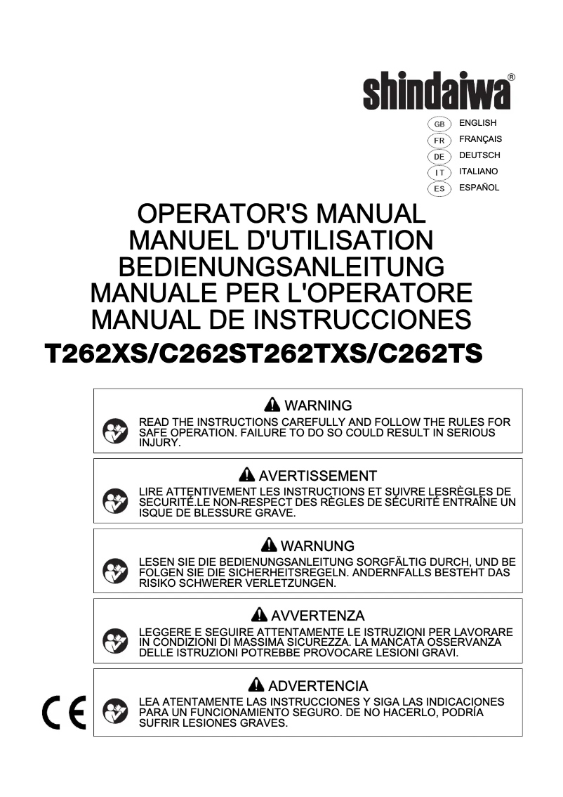 Image de la première page du manuel de l'appareil T262XS