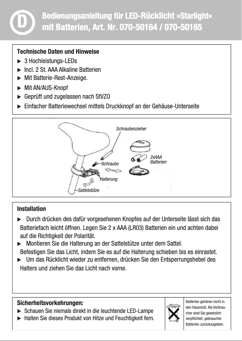 Image de la première page du manuel de l'appareil Starlight