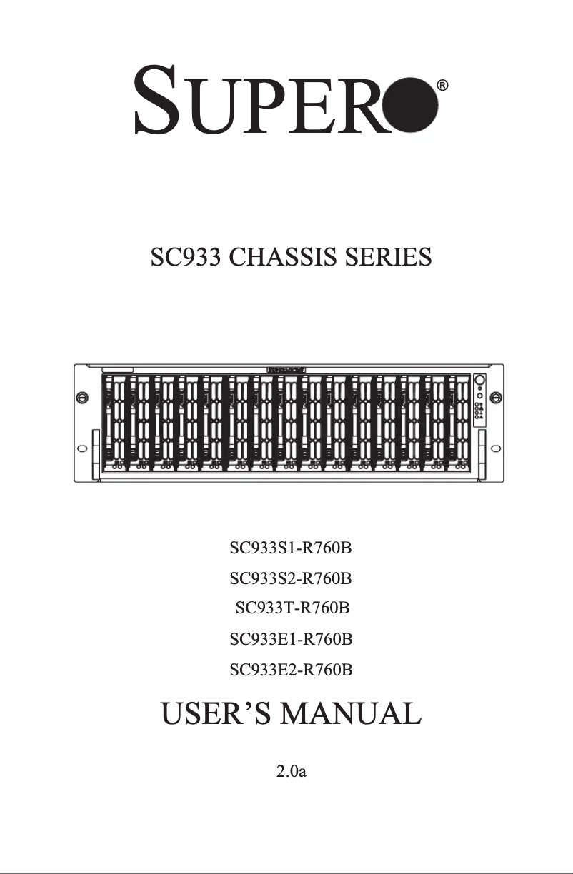 Page 1 de la notice Manuel utilisateur Supermicro SuperChassis 933E1-R760