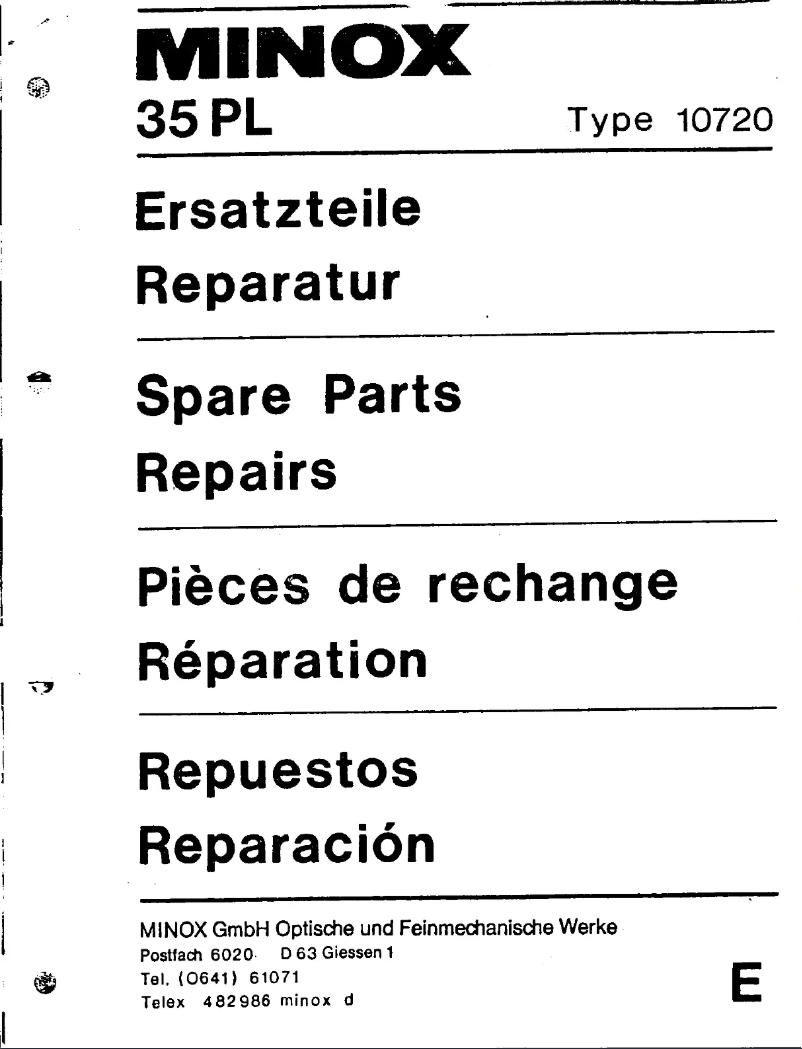 Page 1 de la notice Instructions / montage Minox 35 PL
