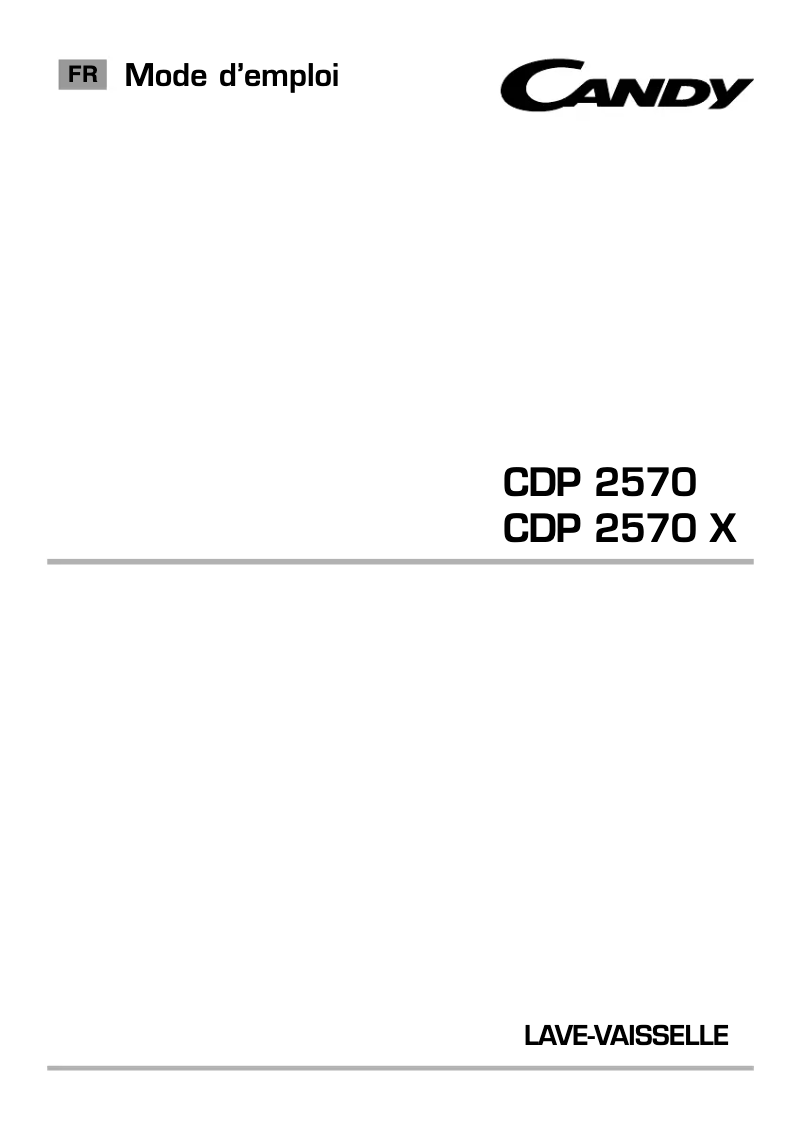 Page n°1 - Manuel utilisateur Candy CDP 2570X-47