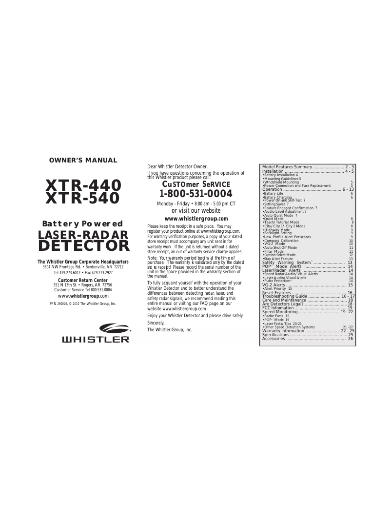 Imagen de la primera página del manual del dispositivo XTR-440