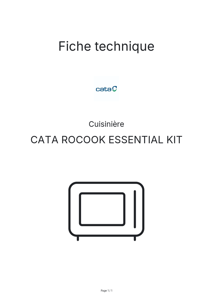 Page n°1 - Fiche technique CATA ROCOOK ESSENTIAL KIT