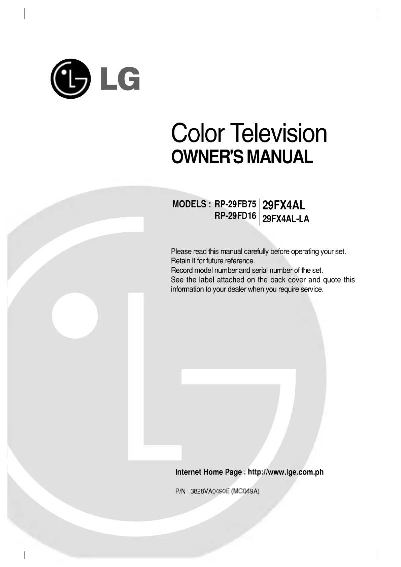 Image de la première page du manuel de l'appareil 29FX4AL