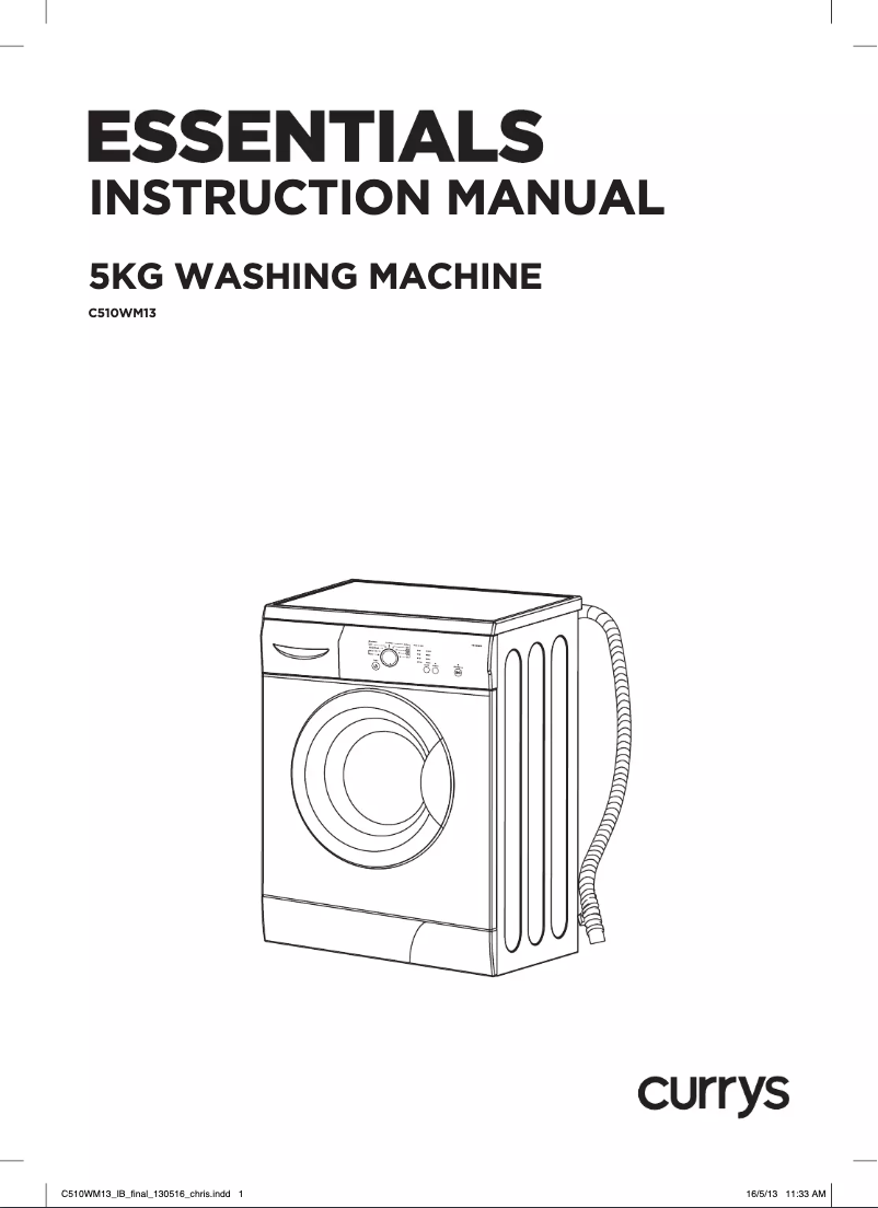 Page 1 de la notice Manuel utilisateur Currys Essentials C510WM13