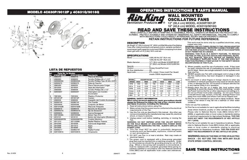 Page 1 de la notice Guide d'installation Air King 9012