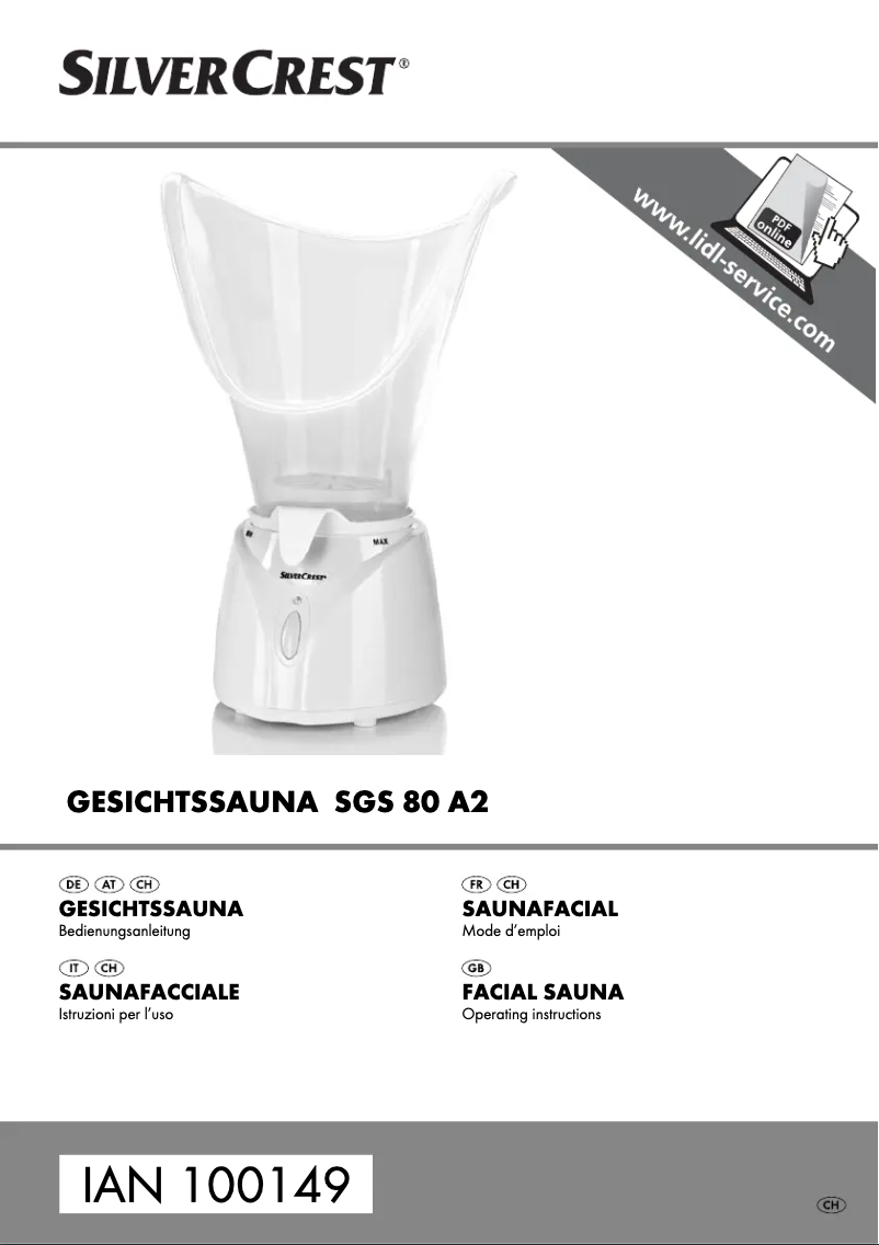 Image de la première page du manuel de l'appareil SGS 80 A2