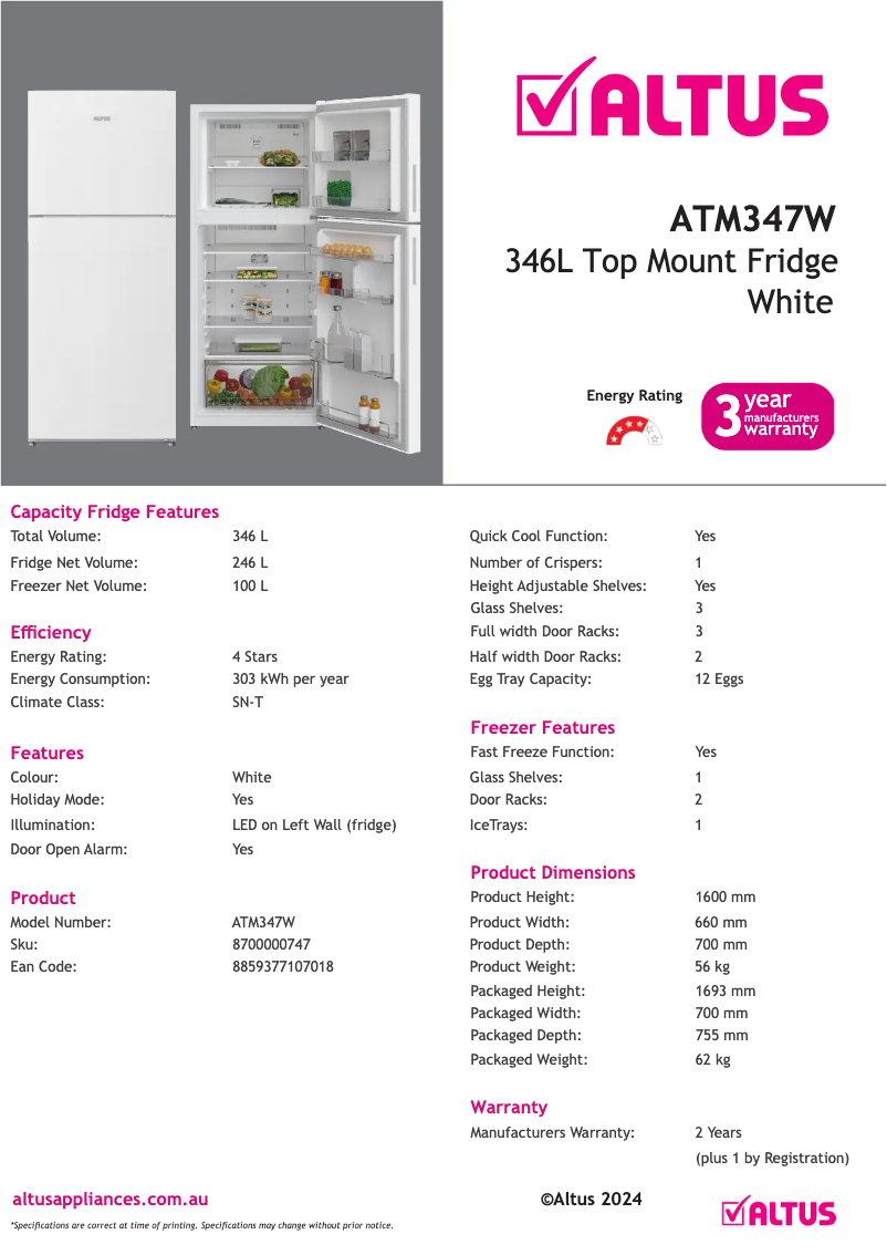 Image de la première page du manuel de l'appareil ATM347W