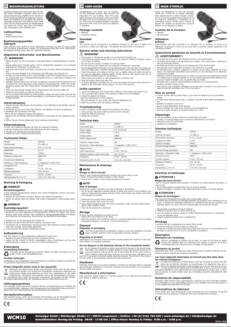 Image de la première page du manuel de l'appareil WCM10