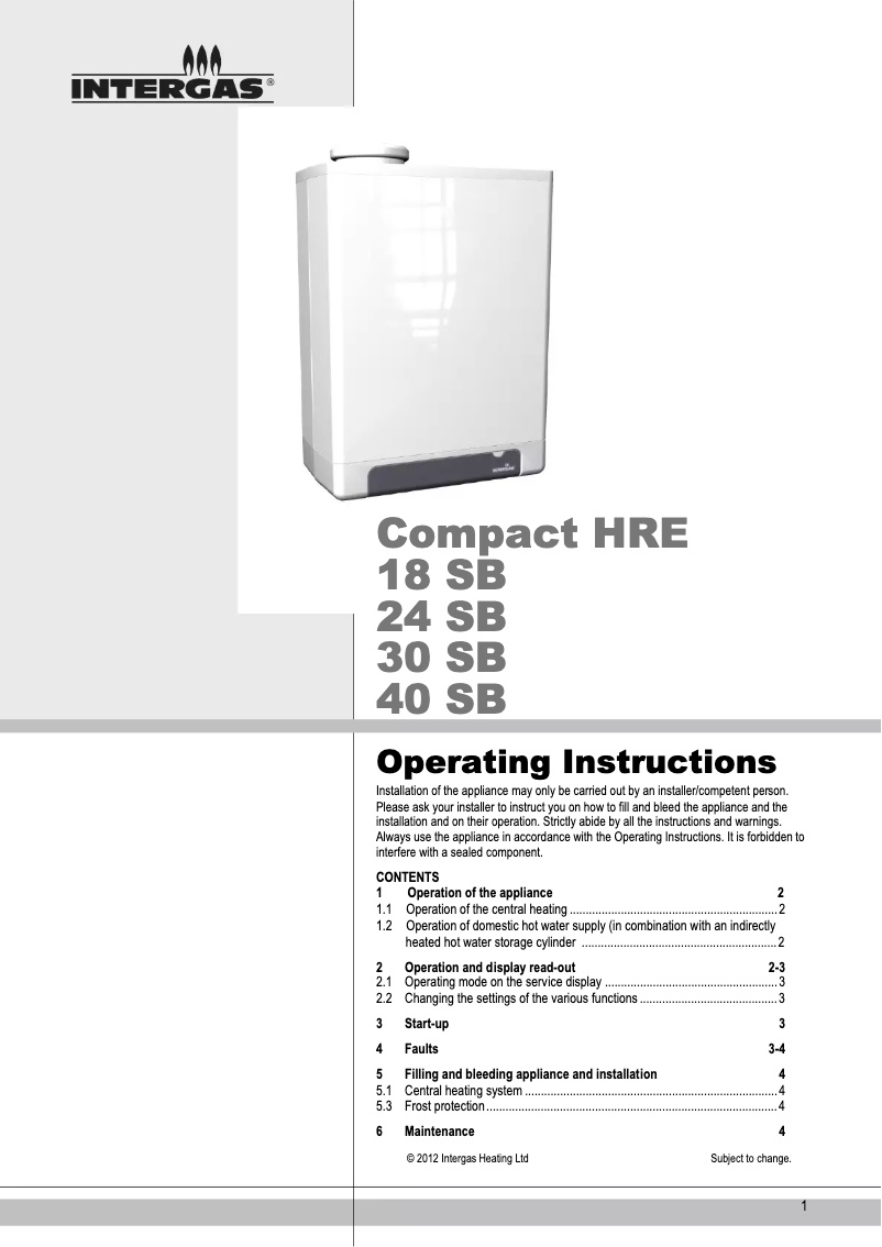 Image de la première page du manuel de l'appareil Compact HRE 24 SB