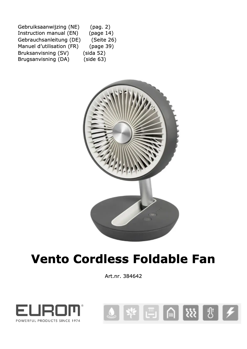 Página 1 del manual Manual de usuario Eurom Vento Cordless