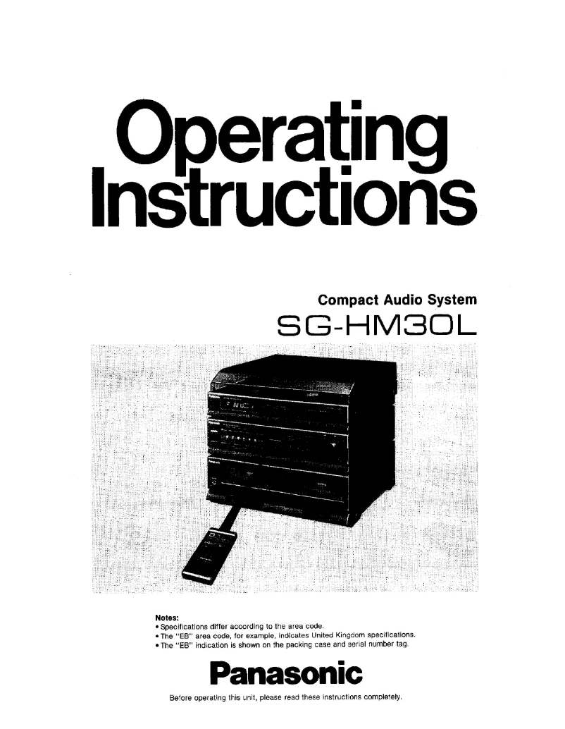 Page 1 de la notice Manuel utilisateur Panasonic SG-HM30