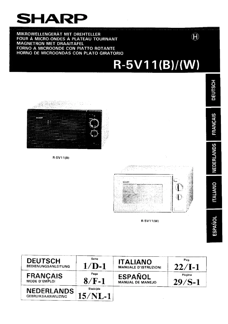 Page n°1 - Manuel utilisateur Sharp R-5V11