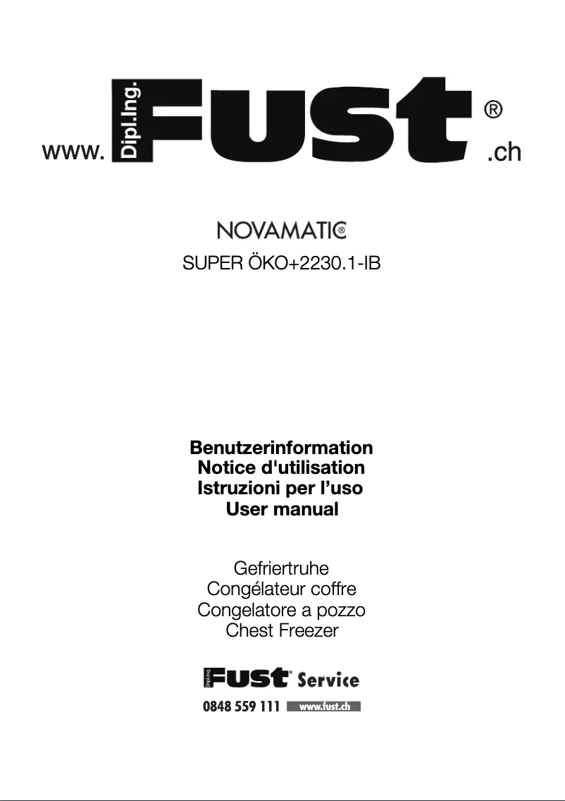 Page n°1 - Manuel utilisateur Novamatic SUPER OKO PLUS 2230.1-IB