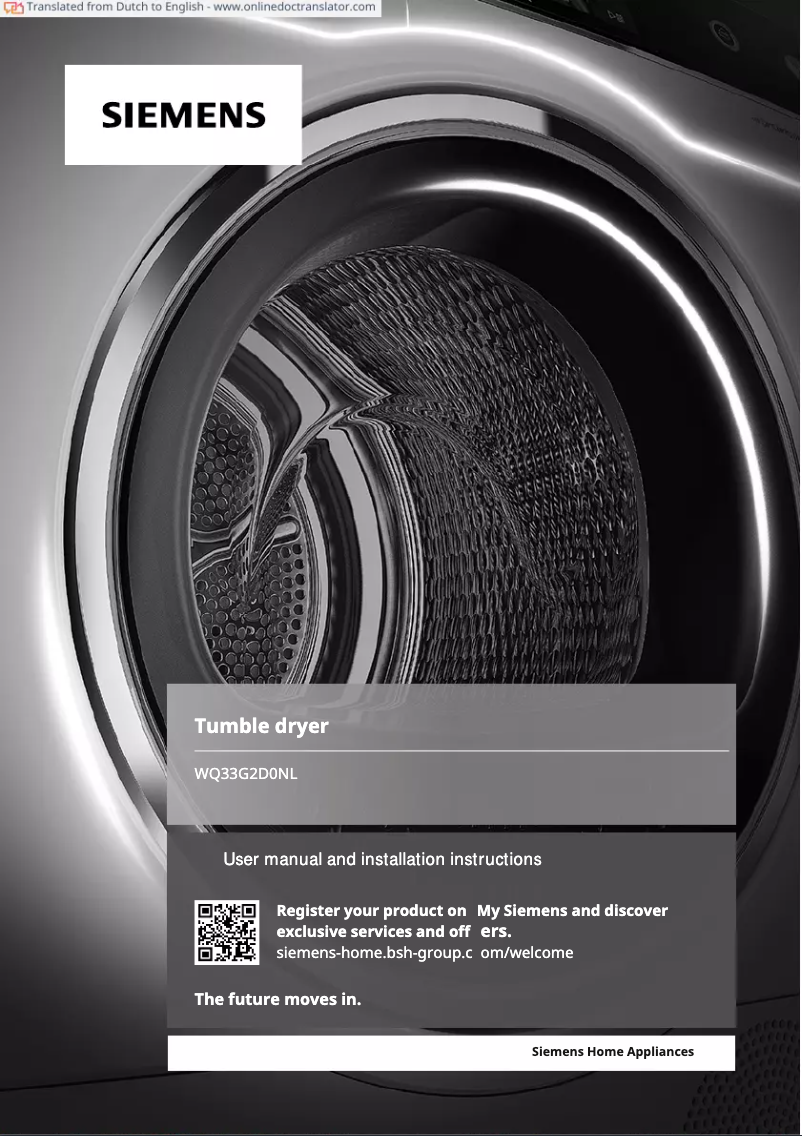 Page 1 de la notice Manuel utilisateur Siemens WQ33G2D0NL