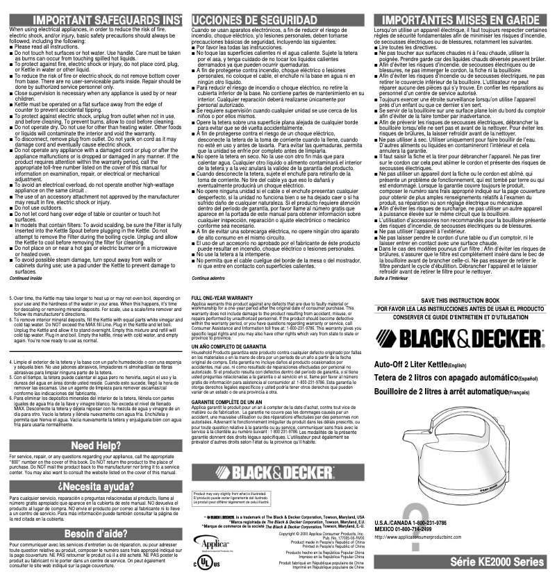 Image de la première page du manuel de l'appareil KE2000