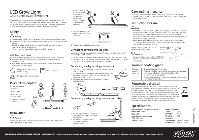 Page n°1 - Manuel utilisateur Cotech FIB72800v1-PT