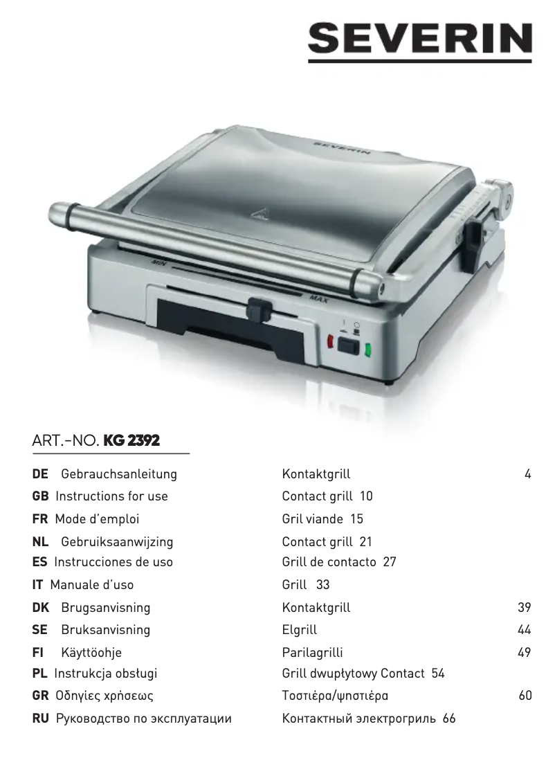 Page n°1 - Manuel utilisateur Severin KG 2392