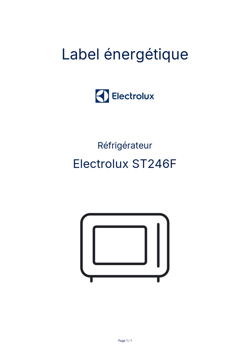 Page n°1 - Label énergétique Electrolux ST246F